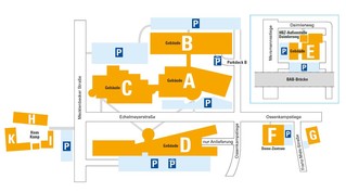 Gebäudeplan des Bildungszentrums HBZ in Form einer Karte
